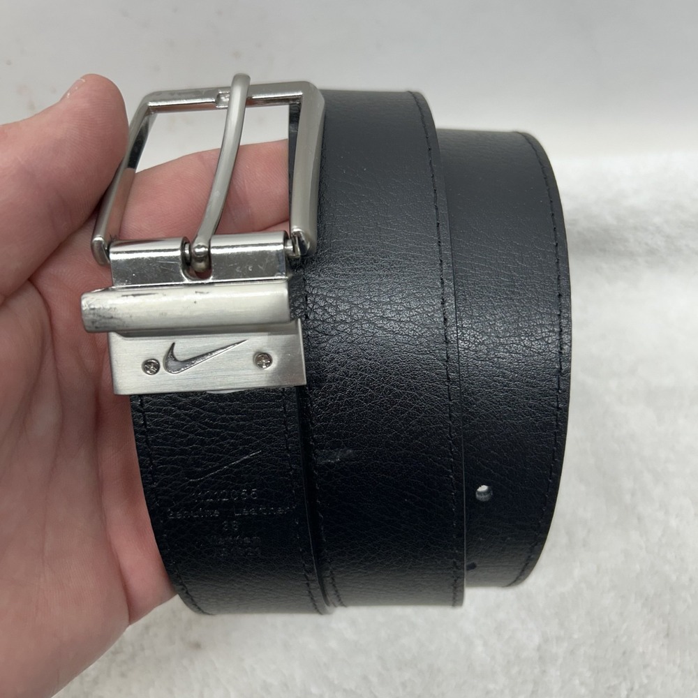 Nike Mens Size 38 Gray Black Leather Reversible Belt